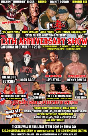 JAPW 13th Anniversary Show Day 2 2010 12 11 Card